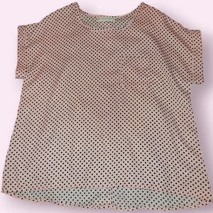 Jon & Anna Contemporary Women's Pink and Black Polka Dot Blouse Size XL